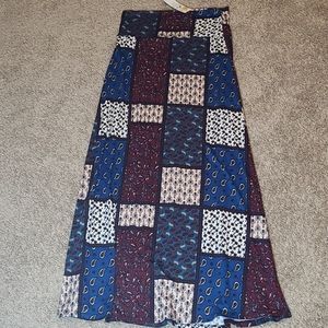 Blue and maroon Agnes&Dora women's maxi skirt